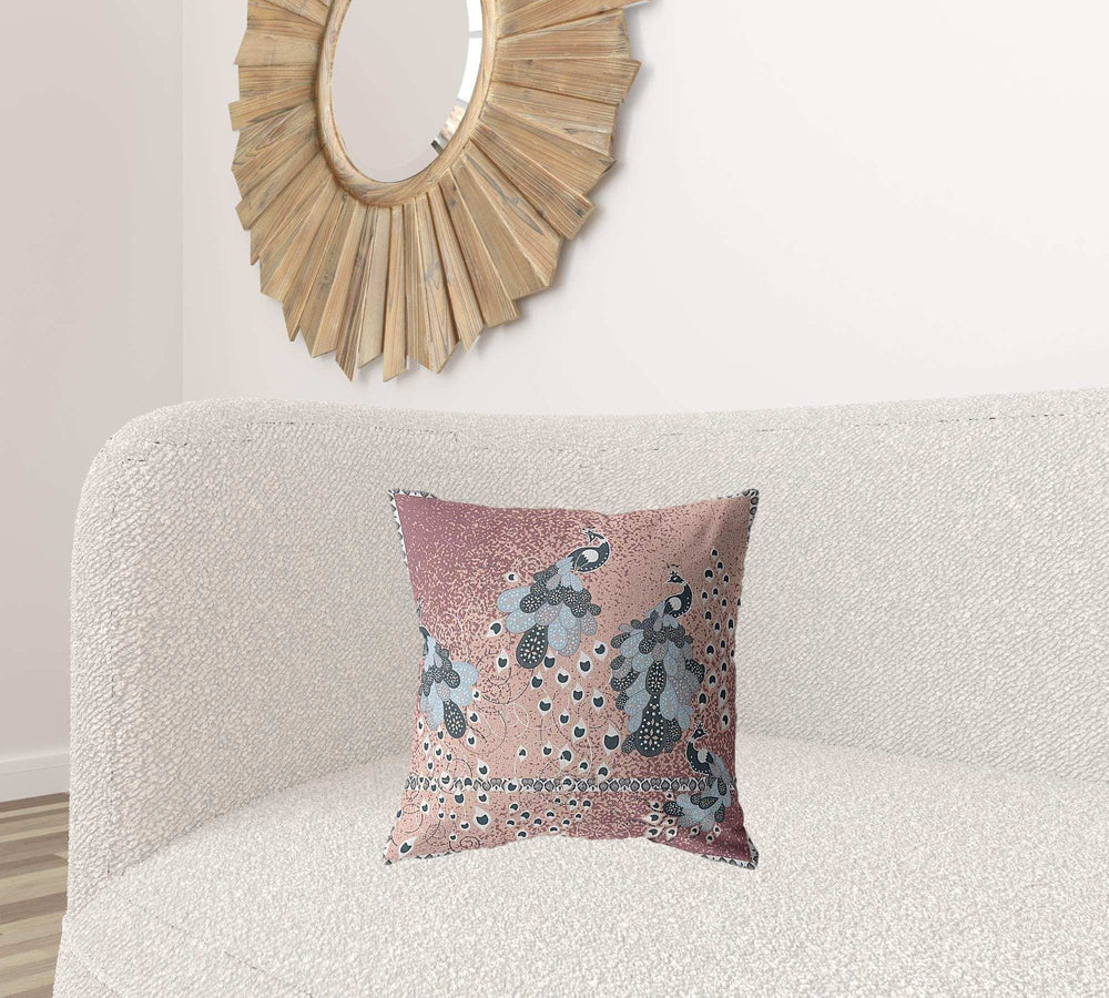 18” Dusty Pink Boho Bird Zippered Suede Throw Pillow - Homeroots - Flyclothing LLC