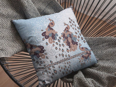 16” Blue Brown Boho Bird Zippered Suede Throw Pillow - Homeroots