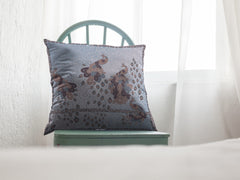 16” Blue Brown Boho Bird Zippered Suede Throw Pillow - Homeroots