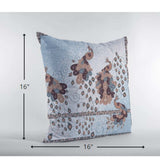 16” Blue Brown Boho Bird Zippered Suede Throw Pillow - Homeroots - Flyclothing LLC