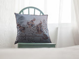 18” Blue Brown Boho Bird Zippered Suede Throw Pillow - Homeroots