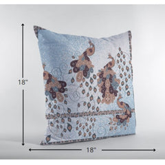 18” Blue Brown Boho Bird Zippered Suede Throw Pillow - Homeroots