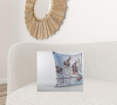 18” Blue Brown Boho Bird Zippered Suede Throw Pillow - Homeroots