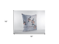 16” Gray Black Boho Bird Zippered Suede Throw Pillow - Homeroots