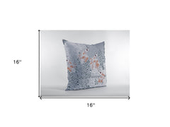 16” Gray Orange Boho Bird Zippered Suede Throw Pillow - Homeroots
