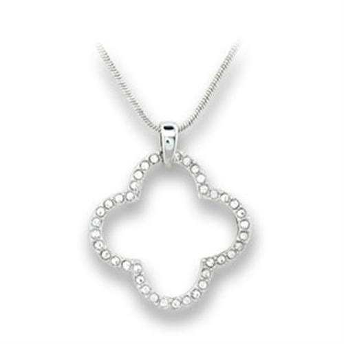 410806 - Rhodium Brass Pendant with Top Grade Crystal in Clear - Alamode - Flyclothing LLC