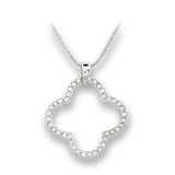 410806 - Rhodium Brass Pendant with Top Grade Crystal in Clear - Alamode - Flyclothing LLC