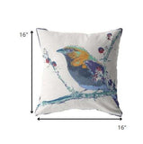 16” Blue White Robin Zippered Suede Throw Pillow - Homeroots - Flyclothing LLC
