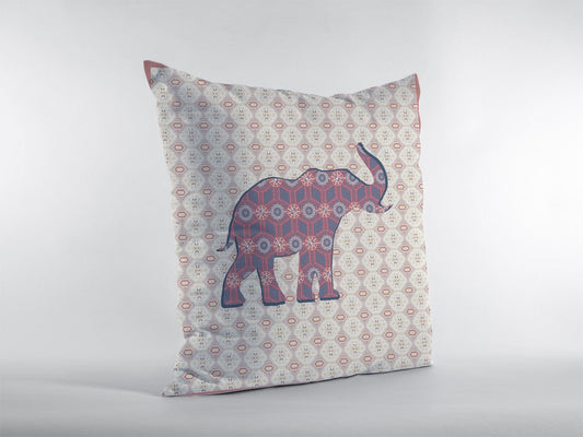 16" Magenta Elephant Zip Suede Throw Pillow - Homeroots