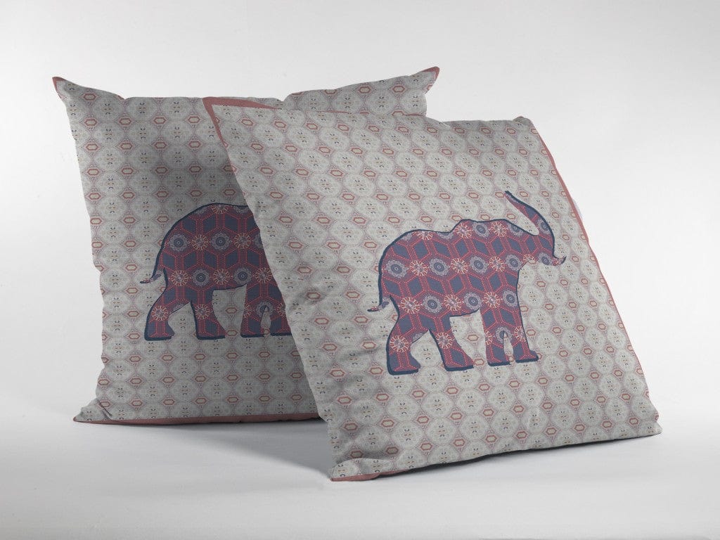 16" Magenta Elephant Zip Suede Throw Pillow - Homeroots