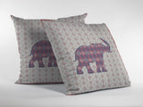 16" Magenta Elephant Zip Suede Throw Pillow - Homeroots
