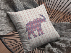 16" Magenta Elephant Zip Suede Throw Pillow - Homeroots