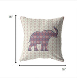 16" Magenta Elephant Zip Suede Throw Pillow - Homeroots - Flyclothing LLC