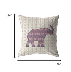 16" Magenta Elephant Zip Suede Throw Pillow - Homeroots