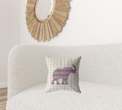 16" Magenta Elephant Zip Suede Throw Pillow - Homeroots