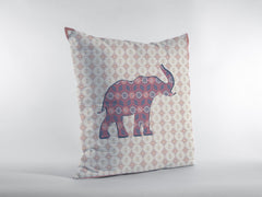 18" Magenta Elephant Zip Suede Throw Pillow - Homeroots