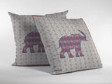 18" Magenta Elephant Zip Suede Throw Pillow - Homeroots
