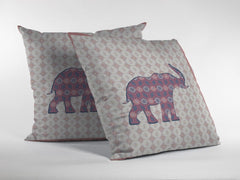 18" Magenta Elephant Zip Suede Throw Pillow - Homeroots