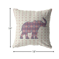 18" Magenta Elephant Zip Suede Throw Pillow - Homeroots