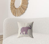 18" Magenta Elephant Zip Suede Throw Pillow - Homeroots