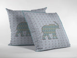 16" Blue Elephant Zip Suede Throw Pillow - Homeroots