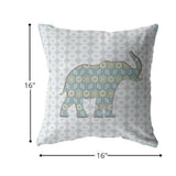 16" Blue Elephant Zip Suede Throw Pillow - Homeroots - Flyclothing LLC