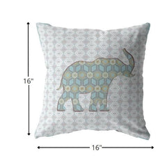 16" Blue Elephant Zip Suede Throw Pillow - Homeroots