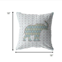 18" Blue Elephant Zip Suede Throw Pillow - Homeroots
