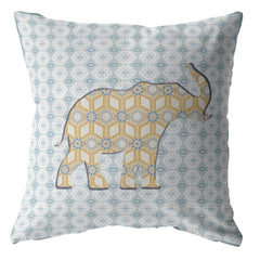 16" Blue Yellow Elephant Zip Suede Throw Pillow - Homeroots