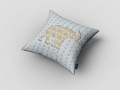 16" Blue Yellow Elephant Zip Suede Throw Pillow - Homeroots