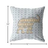 16" Blue Yellow Elephant Zip Suede Throw Pillow - Homeroots
