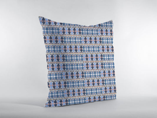 16" Blue Gray Spades Zippered Suede Throw Pillow - Homeroots