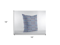 16" Blue Gray Spades Zippered Suede Throw Pillow - Homeroots