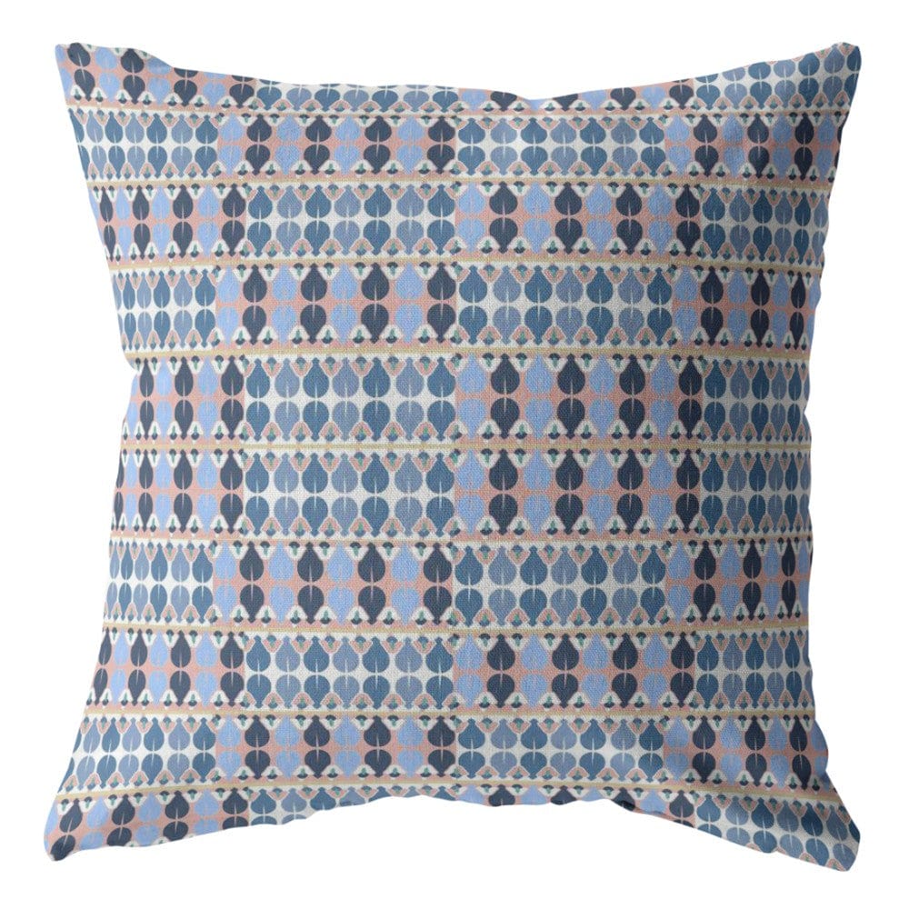 18" Blue Gray Spades Zippered Suede Throw Pillow - Homeroots