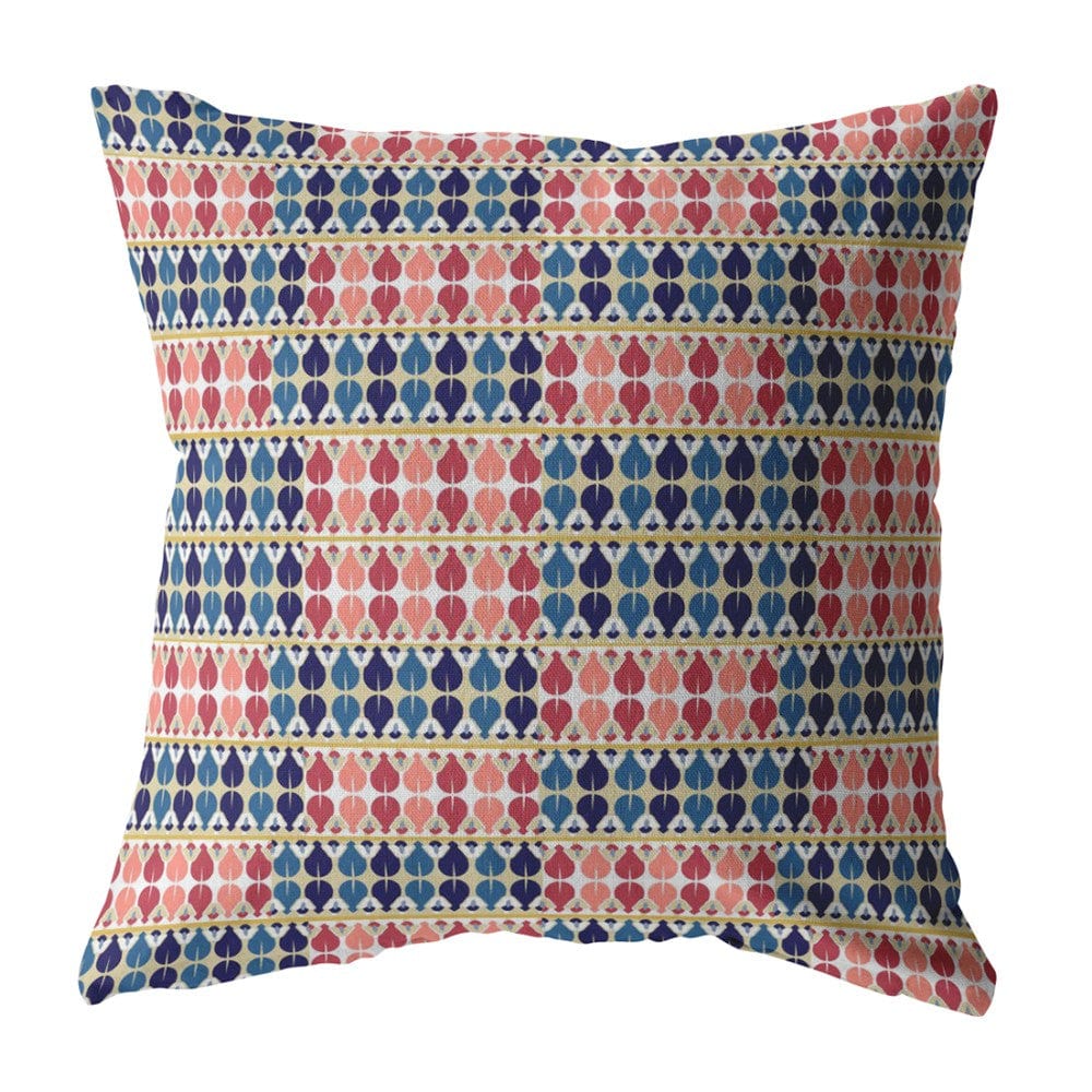 16" Red Blue Spades Zippered Suede Throw Pillow - Homeroots