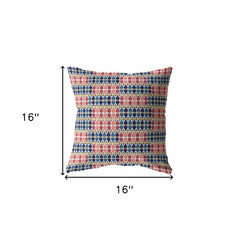 16" Red Blue Spades Zippered Suede Throw Pillow - Homeroots