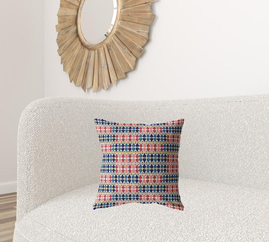 18" Red Blue Spades Zippered Suede Throw Pillow - Homeroots