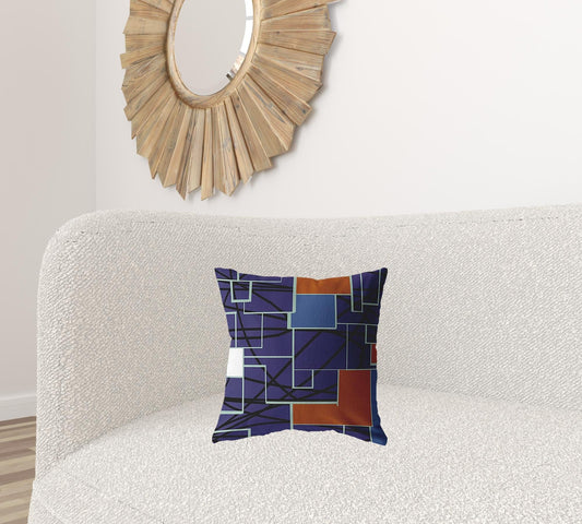 16" Navy Puzzle Piece Zippered Suede Throw Pillow - Homeroots