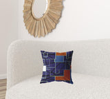 16" Navy Puzzle Piece Zippered Suede Throw Pillow - Homeroots
