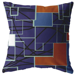 18" Navy Puzzle Piece Zippered Suede Throw Pillow - Homeroots