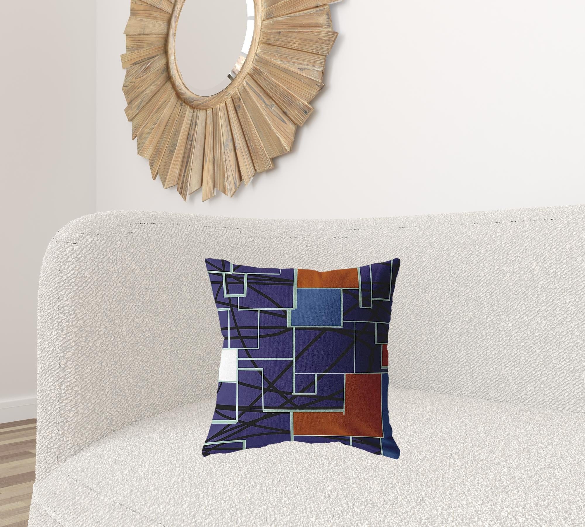 18" Navy Puzzle Piece Zippered Suede Throw Pillow - Homeroots