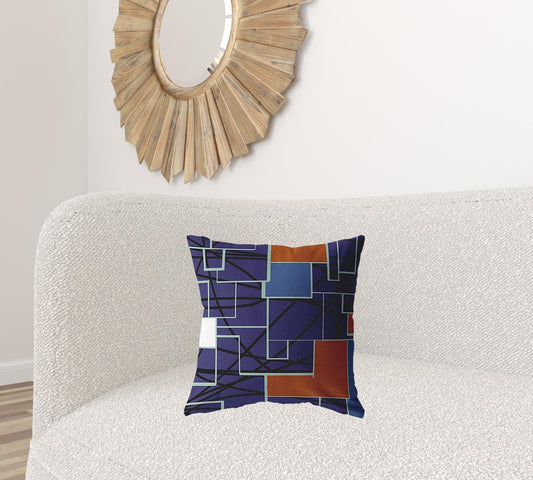 18" Navy Puzzle Piece Zippered Suede Throw Pillow - Homeroots
