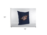 16" Denim Blue Butterfly Zippered Suede Throw Pillow - Homeroots