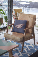 18" Denim Blue Butterfly Zippered Suede Throw Pillow - Homeroots