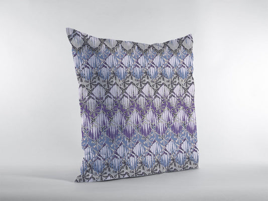 16” Purple Gray Hatch Zippered Suede Throw Pillow - Homeroots