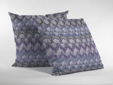 16” Purple Gray Hatch Zippered Suede Throw Pillow - Homeroots