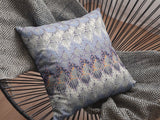 16” Blue Gray Hatch Zippered Suede Throw Pillow - Homeroots