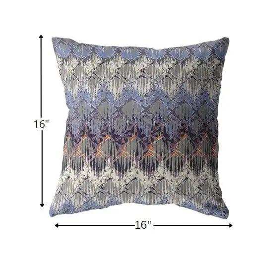 16” Blue Gray Hatch Zippered Suede Throw Pillow - Homeroots - Flyclothing LLC