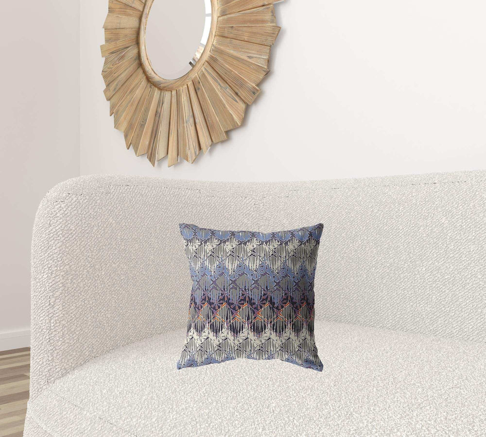 16” Blue Gray Hatch Zippered Suede Throw Pillow - Homeroots - Flyclothing LLC