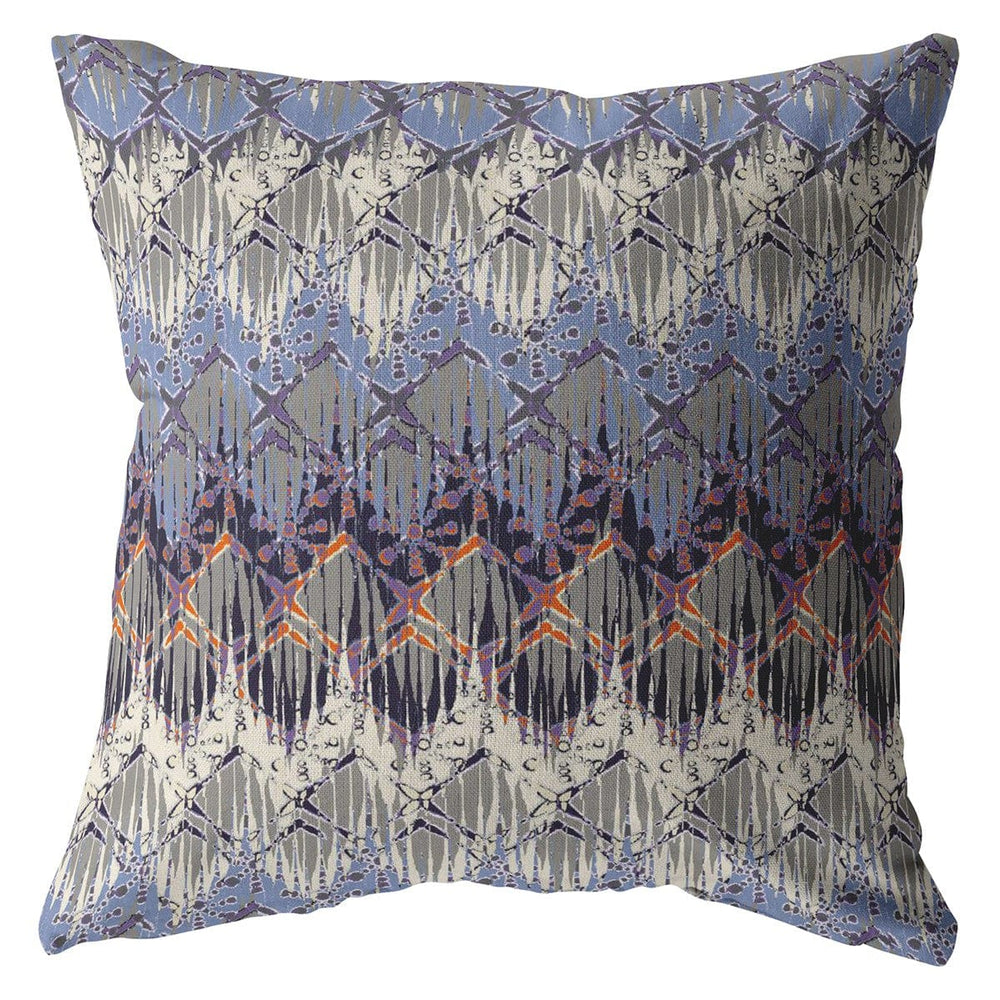 18” Blue Gray Hatch Zippered Suede Throw Pillow - Homeroots